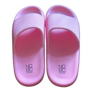 No‎ Boundaries Pink Open Toe Pillow Slides Comfort Sock Shoes Size 10